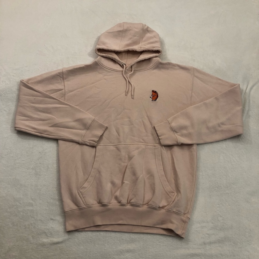 Blue Crown LA Designed Beige Embroidered Taco Hoodie Sweatshirt Adult Mens M.
